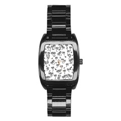 Tropical Pattern Stainless Steel Barrel Watch by Valentinaart