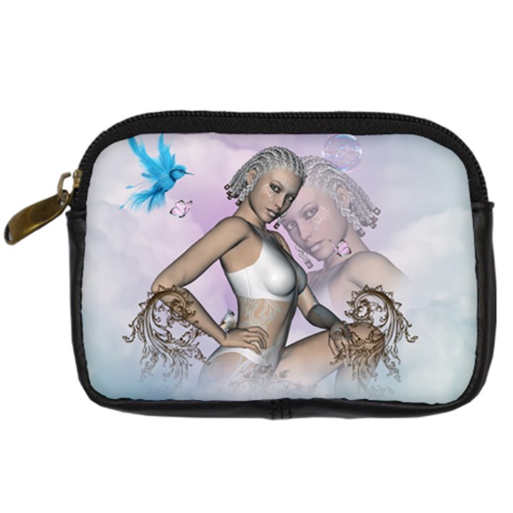 Fairy In The Sky With Fantasy Bird Digital Camera Cases