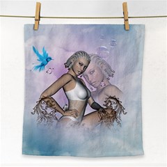 Fairy In The Sky With Fantasy Bird Face Towel by FantasyWorld7