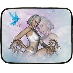 Fairy In The Sky With Fantasy Bird Double Sided Fleece Blanket (mini) 