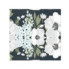 White Vintage Florals Small Satin Scarf (square)