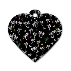 Tropical Pattern Dog Tag Heart (one Side) by Valentinaart