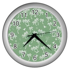 Tropical Pattern Wall Clocks (silver)  by Valentinaart