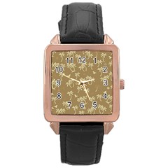 Tropical pattern Rose Gold Leather Watch 