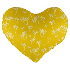 Tropical Pattern Large 19  Premium Flano Heart Shape Cushions by Valentinaart