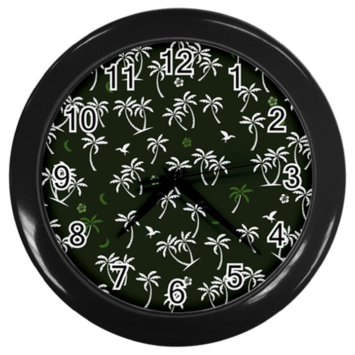 Tropical pattern Wall Clocks (Black)