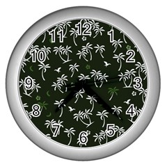 Tropical Pattern Wall Clocks (silver)  by Valentinaart