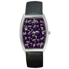 Tropical Pattern Barrel Style Metal Watch