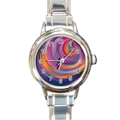 Purple Circles Swirls Round Italian Charm Watch by flipstylezfashionsLLC