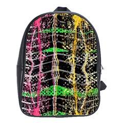 Pink Green Paint Battle And Black Lightning  Zigzag School Bag (large) by flipstylezfashionsLLC