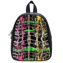 Pink Green Paint Battle And Black Lightning  Zigzag School Bag (small) by flipstylezfashionsLLC