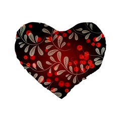 Beautiful Black And Red Florals  Standard 16  Premium Heart Shape Cushions by flipstylezfashionsLLC