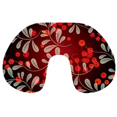 Beautiful Black And Red Florals  Travel Neck Pillows