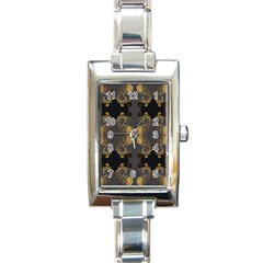 Beautiful Black And Gold Seamless Floral  Rectangle Italian Charm Watch by flipstylezfashionsLLC