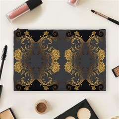 Beautiful Black And Gold Seamless Floral  Cosmetic Bag (large)  by flipstylezfashionsLLC