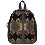 Beautiful black and gold seamless floral  School Bag (Small) Front