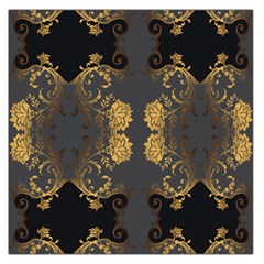 Beautiful Black And Gold Seamless Floral  Large Satin Scarf (square) by flipstylezfashionsLLC