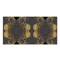 Beautiful Black And Gold Seamless Floral  Satin Shawl by flipstylezfashionsLLC