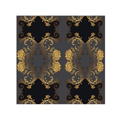 Beautiful Black And Gold Seamless Floral  Small Satin Scarf (square) by flipstylezfashionsLLC