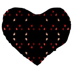 Beautiful Elegant Roses On Black  Large 19  Premium Heart Shape Cushions by flipstylezfashionsLLC