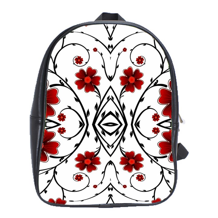 Beautiful red flowers seamless School Bag (Large)