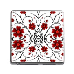 Beautiful Red Flowers Seamless Memory Card Reader (square)