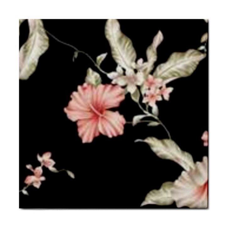 Beautiful tropical Black Pink Florals  Tile Coasters