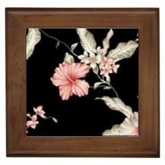 Beautiful Tropical Black Pink Florals  Framed Tiles