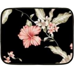 Beautiful Tropical Black Pink Florals  Fleece Blanket (mini)