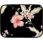 Beautiful tropical Black Pink Florals  Fleece Blanket (Mini) 35 x27  Blanket