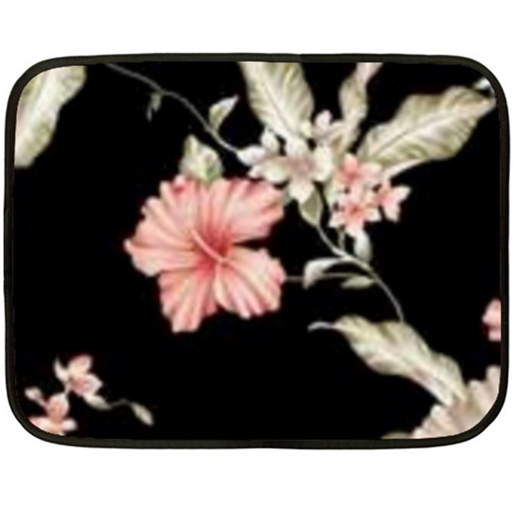 Beautiful tropical Black Pink Florals  Fleece Blanket (Mini)