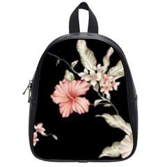 Beautiful Tropical Black Pink Florals  School Bag (small)