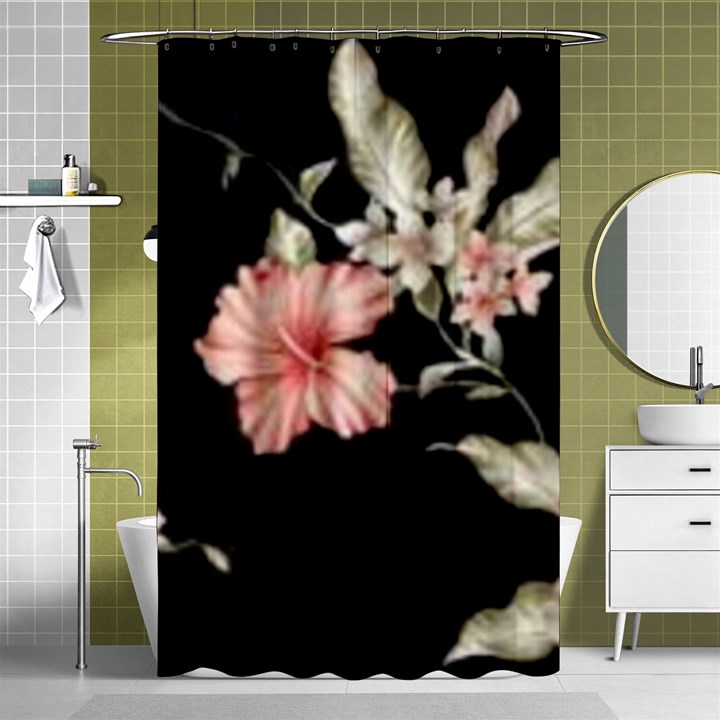 Beautiful tropical Black Pink Florals  Shower Curtain 48  x 72  (Small) 