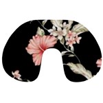 Beautiful tropical Black Pink Florals  Travel Neck Pillows Front