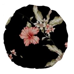 Beautiful Tropical Black Pink Florals  Large 18  Premium Flano Round Cushions