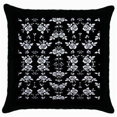 Black And White Florals Background  Throw Pillow Case (black)