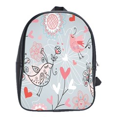 Cute Love Birds Valentines Day Theme  School Bag (xl)