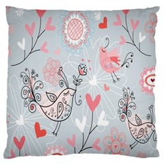 Cute Love Birds Valentines Day Theme  Large Flano Cushion Case (two Sides) by flipstylezfashionsLLC