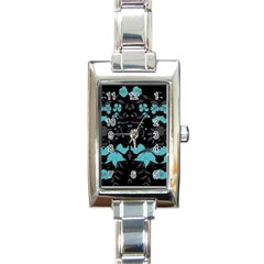 Blue green back ground floral pattern Rectangle Italian Charm Watch