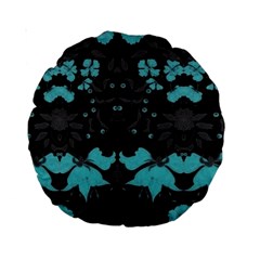 Blue green back ground floral pattern Standard 15  Premium Round Cushions