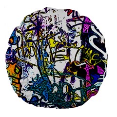 Graffiti Wall Cartoon Style Art Large 18  Premium Flano Round Cushions