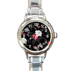 Elegant Pink Roses Round Italian Charm Watch by flipstylezfashionsLLC