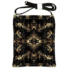 Golden Florals Pattern  Shoulder Sling Bags by flipstylezfashionsLLC