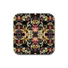 Beautiful Seamless Brown Tropical Flower Design  Rubber Coaster (square) 