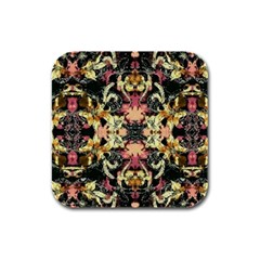 Beautiful Seamless Brown Tropical Flower Design  Rubber Square Coaster (4 Pack) 