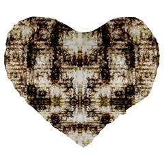 Gorgeous Brown Rustic Design By Kiekie Strickland Large 19  Premium Flano Heart Shape Cushions