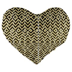 Stripes Glitter And Black Zigzags Large 19  Premium Flano Heart Shape Cushions by flipstylezfashionsLLC