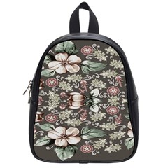 Seamless Pink Green And White Florals Peach School Bag (small) by flipstylezfashionsLLC