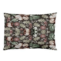 Seamless Pink Green And White Florals Peach Pillow Case by flipstylezfashionsLLC