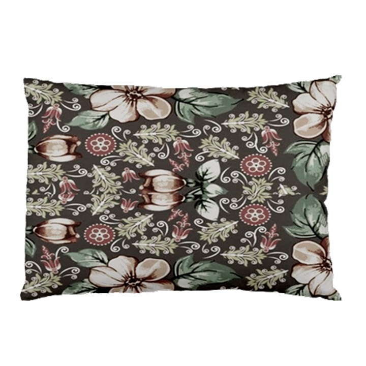 Seamless pink green and white florals peach Pillow Case